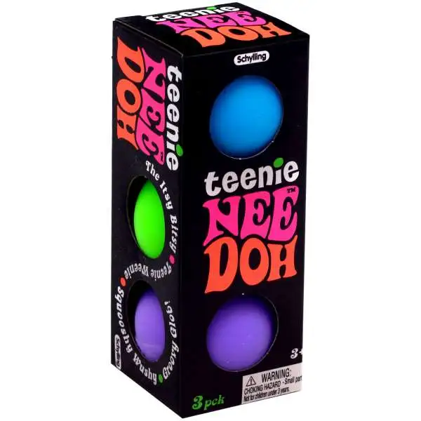 NeeDoh Teenie BLUE, GREEN & PURPLE 1.5-Inch Small Stress Ball 3-Pack