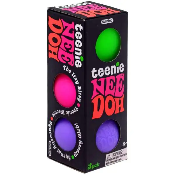 NeeDoh Teenie GREEN, PINK & PURPLE 1.5-Inch Small Stress Ball 3-Pack