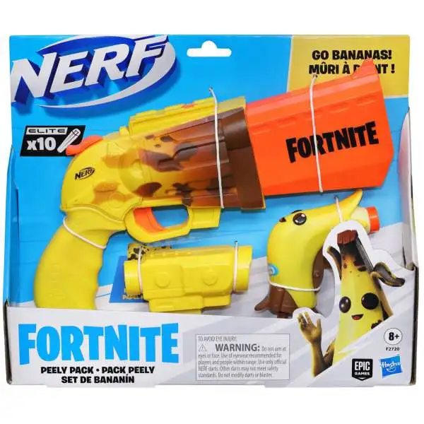 NERF Fortnite Peely Pack SR-Ripe & Micro Peely Dart Blaster 2-Pack [Go Bananas! x10 Elite Darts]
