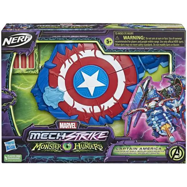 Marvel Nerf Mech Strike Monster Hunters Captain America Monster Blast Shield