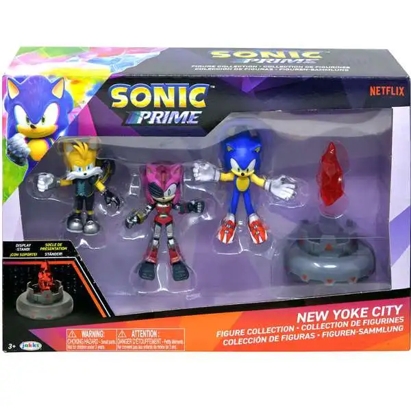 Sonic The Hedgehog Prime Sonic, Rusty Rose & Tails Nine with Prism Shard & Base 3-Inch Mini Figure Collection 3-Pack [New Yoke City]