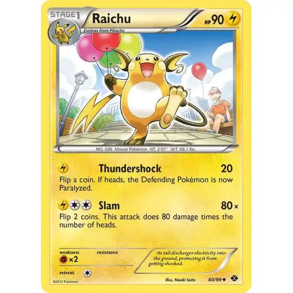 Pokemon Black & White Next Destinies Uncommon Raichu #40 [Reverse Holofoil]
