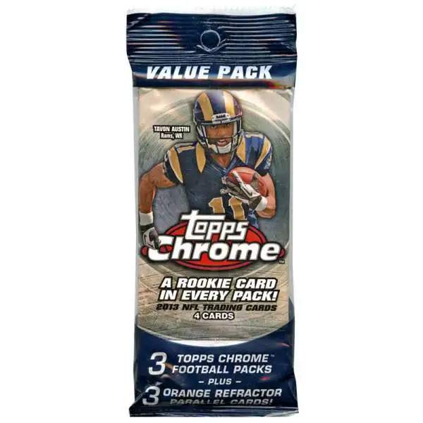 NFL Topps 2013 Chrome Football Trading Card VALUE Pack [3 Packs + 3 Refractor Cards! Rookie in Every Pack!]