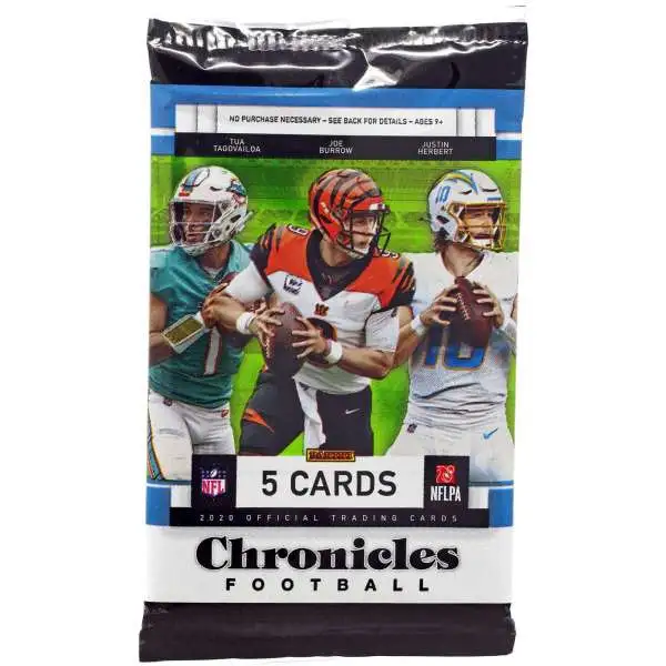 NFL Panini 2020 Chronicles Football Trading Card RETAIL Pack [5 Cards]