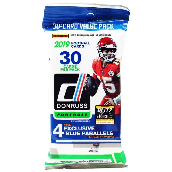 NFL Panini 2019 Donruss Football Trading Card VALUE Pack [30 Cards]