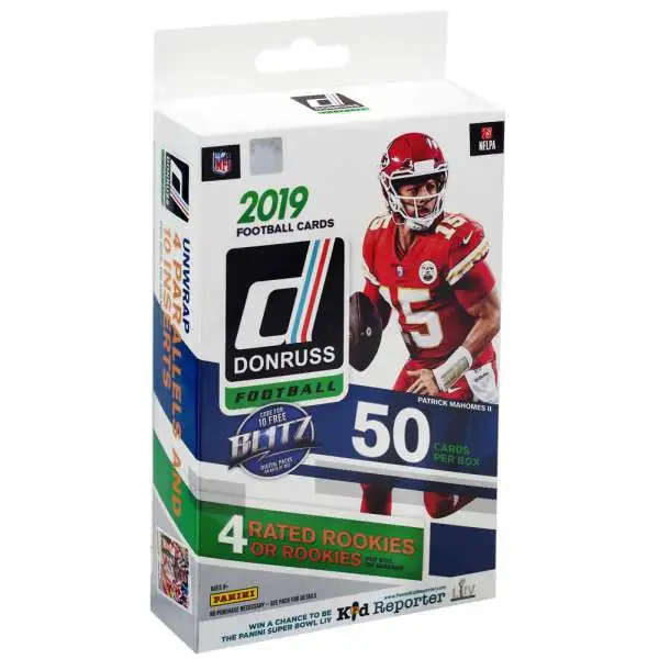 NFL Panini 2019 Donruss Football Trading Card HANGER Box [50 Cards, 4 Rated Rookies]