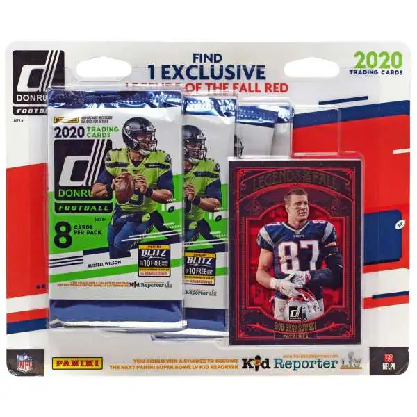 NFL Panini 2020 Donruss Football Trading Card RETAIL 4-Pack [8 Cards Per Pack + 1 RANDOM Legends of the Fall Red]