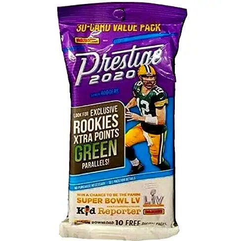 NFL Panini 2020 Prestige Football Trading Card VALUE Pack [30 Cards]