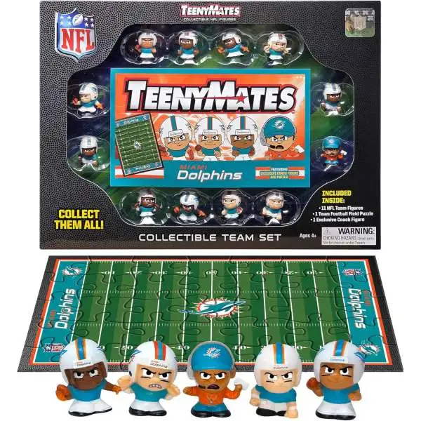 NFL TeenyMates 2024 Football Miami Dolphins 12-Figure Team Set [11 Team Figures, 1 Coach & Playing Field]
