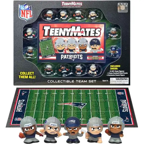NFL TeenyMates 2024 Football New England Patriots 12-Figure Team Set [11 Team Figures, 1 Coach & Playing Field]