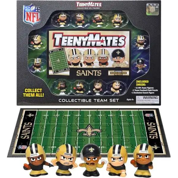 NFL TeenyMates 2024 Football New Orleans Saints 12-Figure Team Set [11 Team Figures, 1 Coach & Playing Field]