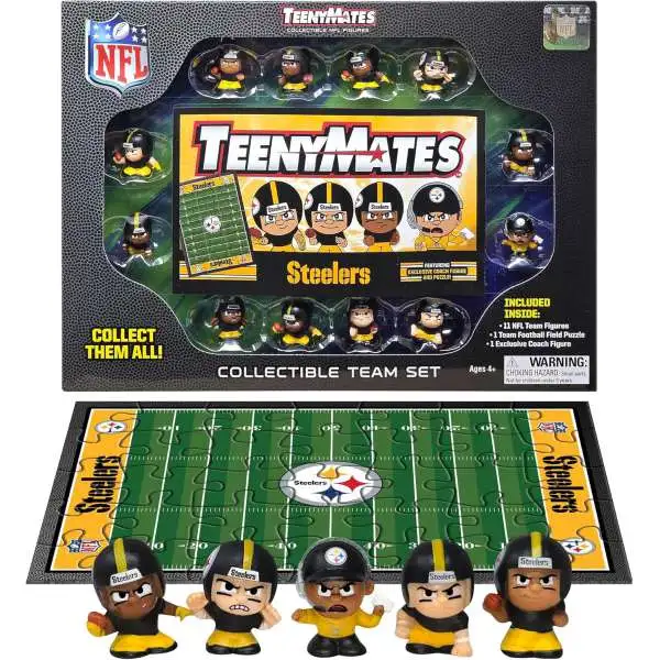 NFL TeenyMates 2024 Football Pittsburgh Steelers 12-Figure Team Set [11 Team Figures, 1 Coach & Playing Field]