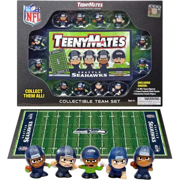NFL TeenyMates 2024 Football Seattle Seahawks 12-Figure Team Set [11 Team Figures, 1 Coach & Playing Field]