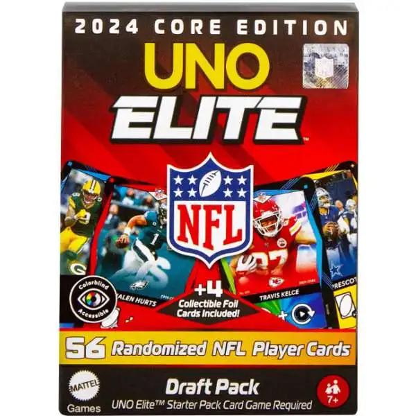 UNO Elite NFL 2024 Core Edition Football Draft Pack [56 Football Player & 4 Foil Cards]