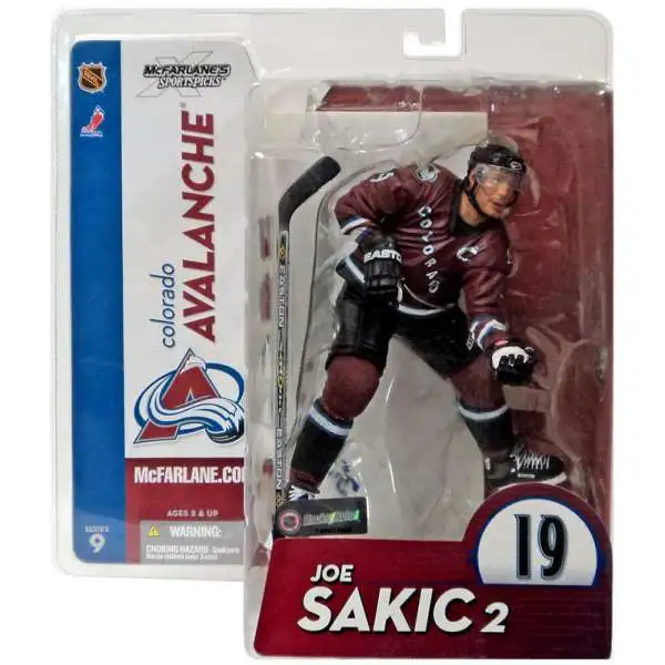 McFarlane Toys NHL Colorado Avalanche Sports Hockey Series 9 Joe Sakic Action Figure [Maroon Jersey Variant, Damaged Package]