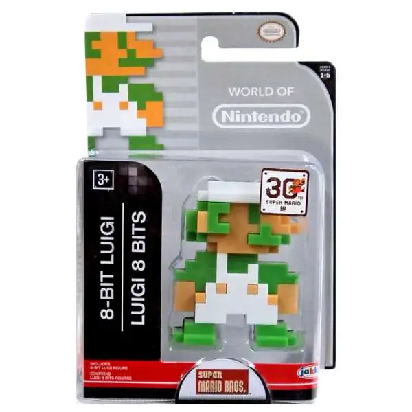 World of Nintendo Super Mario 8 Bit Luigi 2.5-Inch Mini Figure [Version 1]