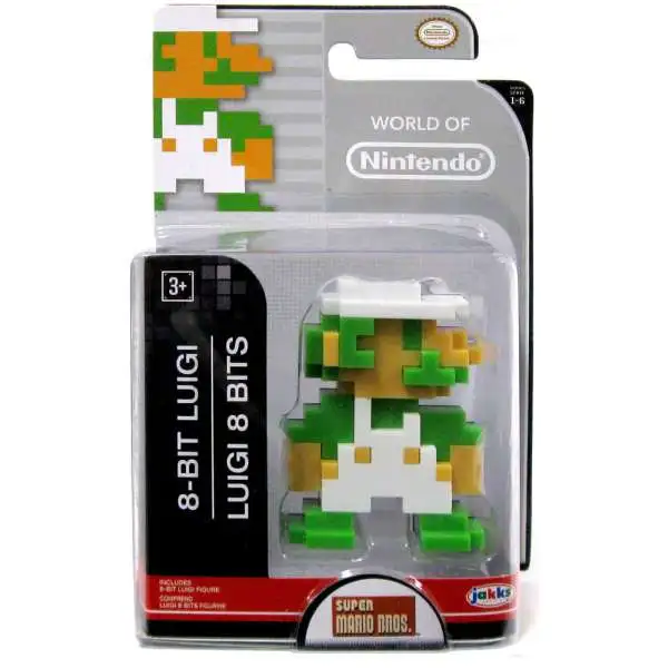 World of Nintendo Super Mario 8 Bit Luigi 2.5-Inch Mini Figure [Version 2]