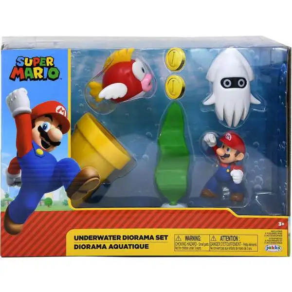 World of Nintendo Super Mario Underwater 2.5-Inch Diorama Set [Mario, Cheep Cheep & Blooper]