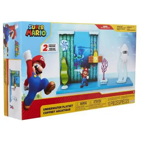 World of Nintendo Super Mario Underwater 2.5-Inch Playset [Mario & Blooper]