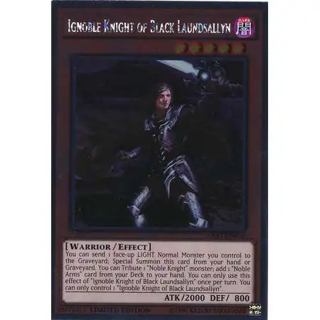 YuGiOh Noble Knights of the Round Table Platinum Rare Ignoble Knight of Black Laundsallyn NKRT-EN005