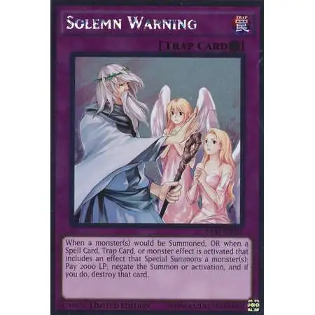 YuGiOh Noble Knights of the Round Table Platinum Rare Solemn Warning NKRT-EN035