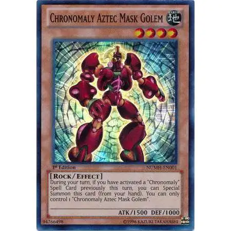 YuGiOh Number Hunters Super Rare Chronomaly Aztec Mask Golem NUMH-EN001