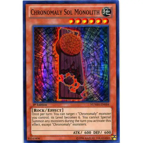 YuGiOh Number Hunters Super Rare Chronomaly Sol Monolith NUMH-EN004