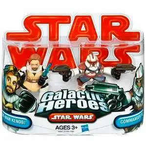 Star Wars Attack of the Clones Galactic Heroes 2009 Obi-Wan Kenobi & Commander Fil Mini Figure 2-Pack