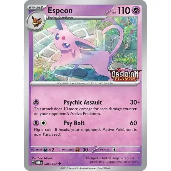 Pokemon Trading Card Game Obsidian Flames Espeon Exclusive Single Promo Card #86 [Reverse Holo, Sealed in Original Baggie]