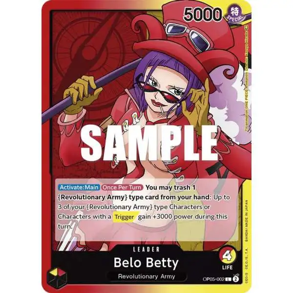 One Piece Trading Card Game Awakening of the New Era Leader Belo Betty OP05-002
