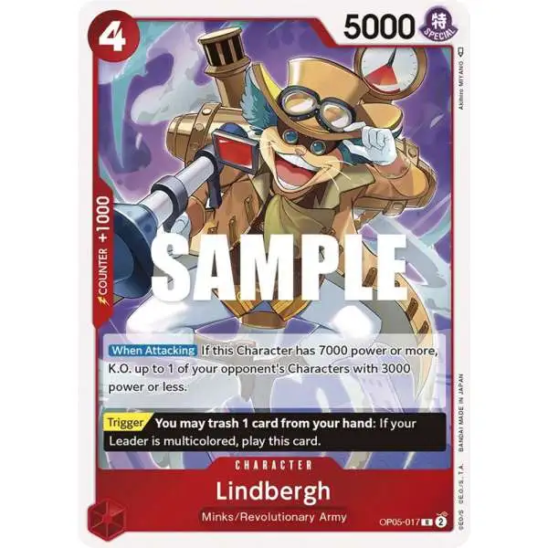 One Piece Trading Card Game Awakening of the New Era Rare Lindbergh OP05-017