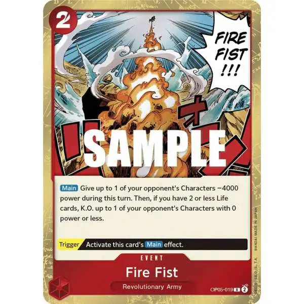 One Piece Trading Card Game Awakening of the New Era Rare Fire Fist OP05-019