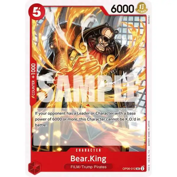 One Piece Trading Card Game Wings of the Captain Uncommon Bear.King OP06-012
