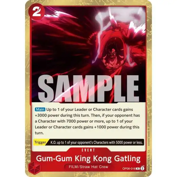 One Piece Trading Card Game Wings of the Captain Rare Gum-Gum King Kong Gatling OP06-018