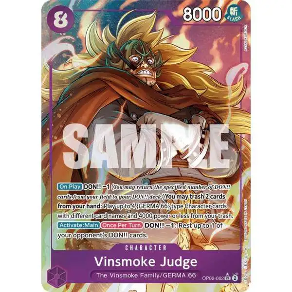 One Piece Trading Card Game Wings of the Captain Super Rare Vinsmoke Judge OP06-062 [Alternate Art]