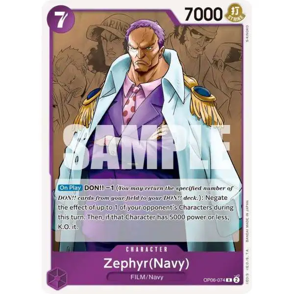 One Piece Trading Card Game Wings of the Captain Rare Zephyr OP06-074 [Navy]