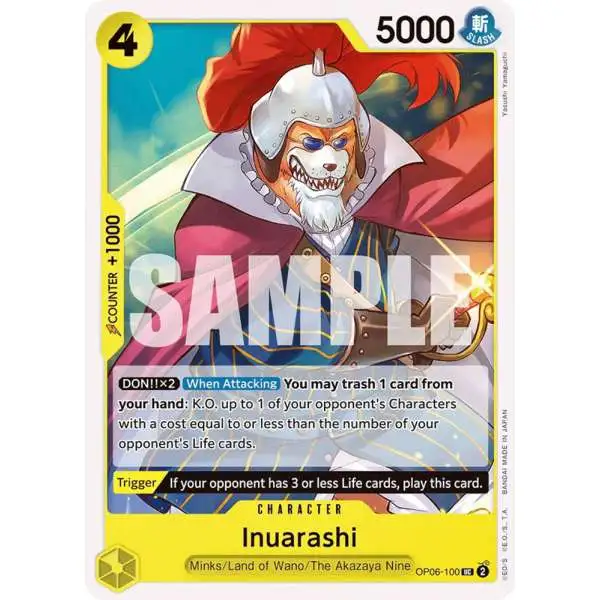 One Piece Trading Card Game Wings of the Captain Uncommon Inuarashi OP06-100