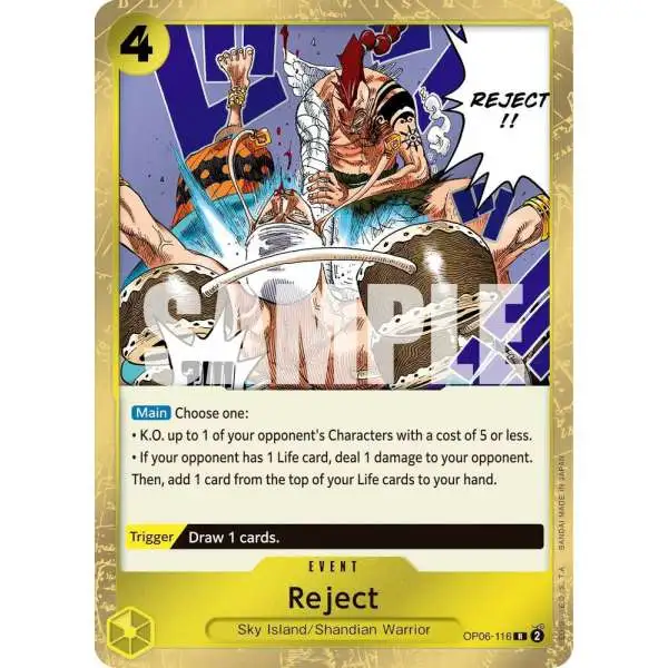 One Piece Trading Card Game Wings of the Captain Rare Reject OP06-116