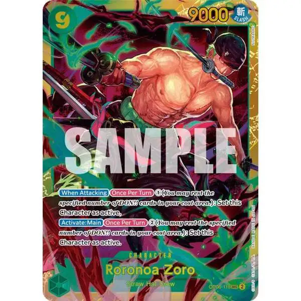 One Piece Trading Card Game Wings of the Captain Secret Rare Roronoa Zoro OP06-118