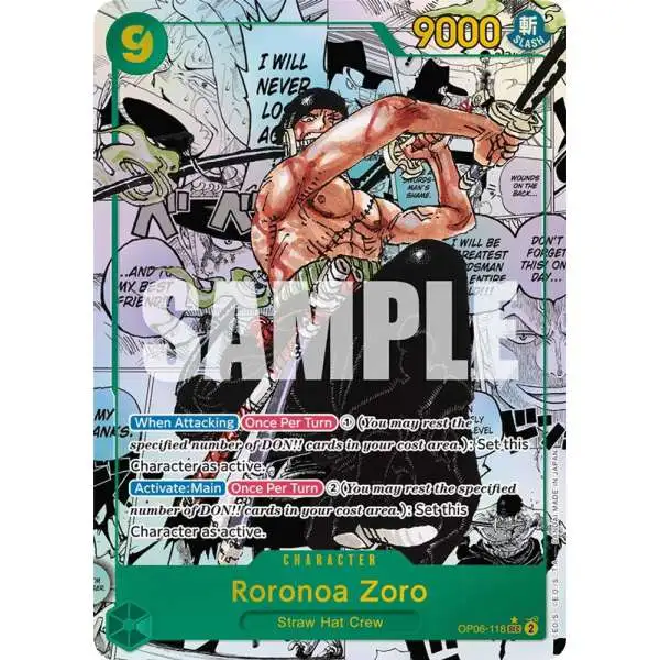 One Piece Trading Card Game Wings of the Captain Secret Rare Roronoa Zoro OP06-118 [Manga]