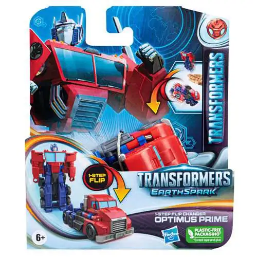 Transformers Earthspark 1 Step Flip Changer Optimus Prime Action Figure [Damaged Package]