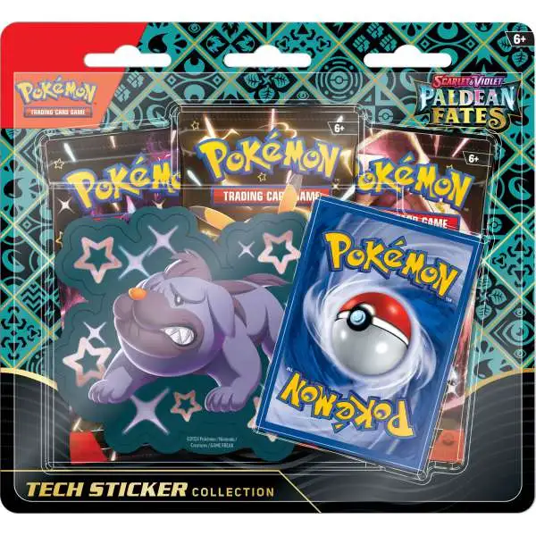 Pokemon Trading Card Game Scarlet & Violet Paldean Fates Maschiff Tech Sticker Collection [3 Booster Packs, Shiny Promo Card & Sticker]