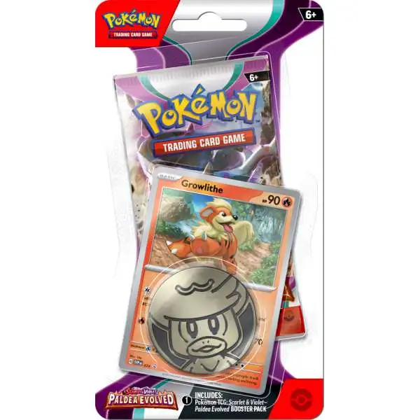 Pokemon Scarlet & Violet Paldea Evolved Growlithe Checklane BLISTER Pack [Booster Pack, Promo Card & Coin]