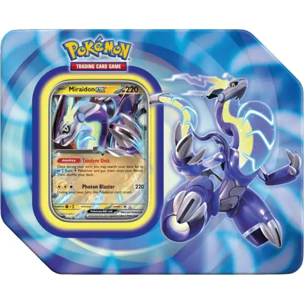 Pokemon Paldea Legends Miraidon ex Tin [5 Booster Packs,1 Promo Foil Card & More]