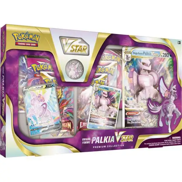 Pokemon Trading Card Game Sword & Shield Origin Forme Palkia VSTAR Premium Collection [6 Booster Packs, 2 Etched Promo Cards, Oversize Card, Pin & More]