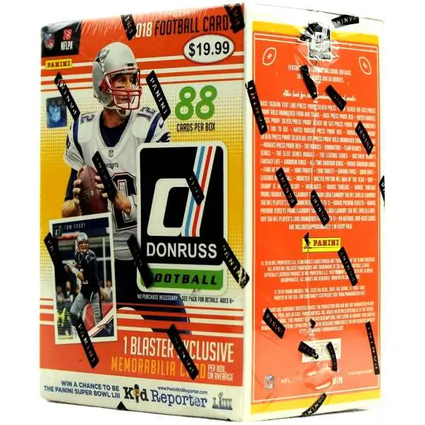 NFL Panini 2018 Donruss Football Trading Card BLASTER Box [11 Packs, 1 Memorabilia Card!]