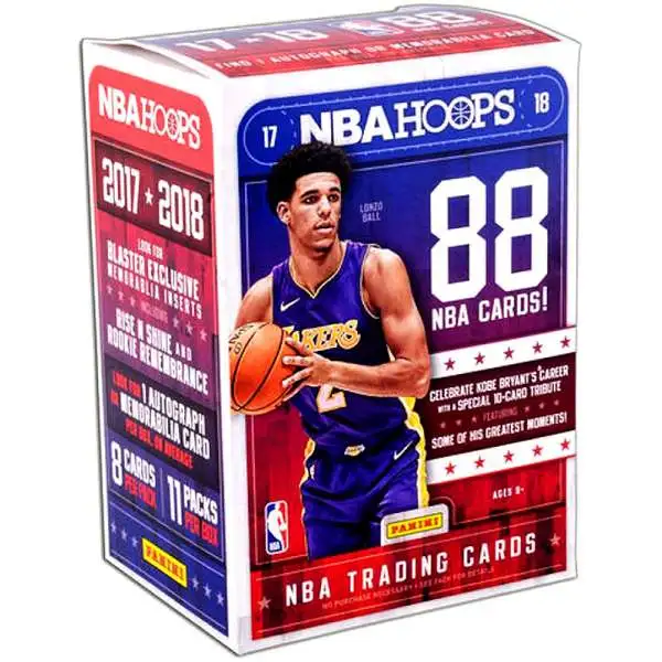 NBA Panini 2017-18 Hoops Basketball Trading Card BLASTER Box [11 Packs, 1 Autograph OR Memorabilia Card]