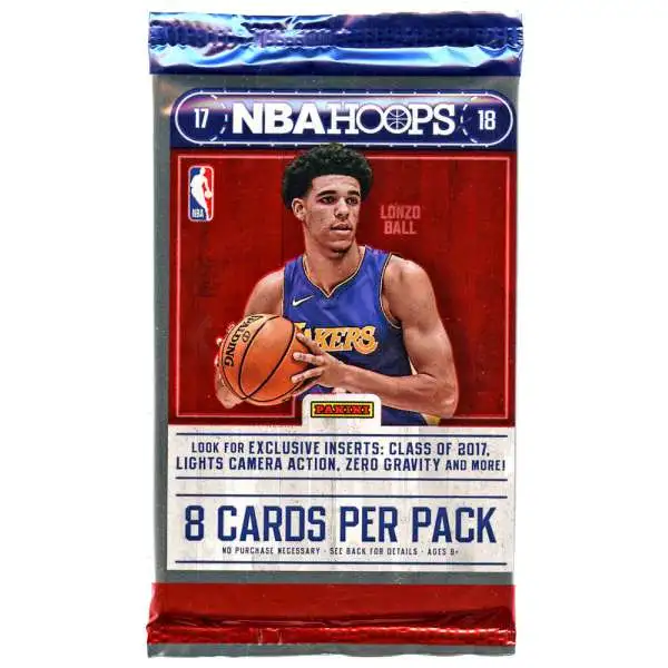 NBA Panini 2017-18 Hoops Basketball Trading Card Pack [8 Cards]