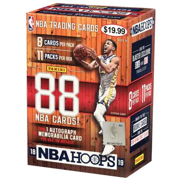 NBA Panini 2018-19 Hoops Basketball Trading Card BLASTER Box [11 Packs, 1 Autograph OR Memorabilia Card]