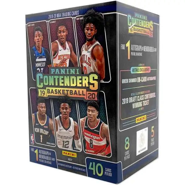 NBA Panini 2019-20 Contenders Basketball Trading Card BLASTER Box [5 Packs, 1 Autograph OR Memorabilia Card]